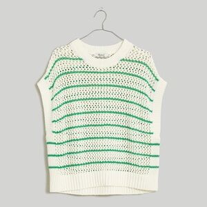 NWT Madewell Open-Stitch Sweater Tee in Stripe Green XXS